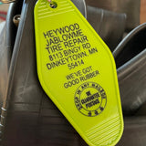Motel Key Fobs, Heywood Jablowme Tire Repair