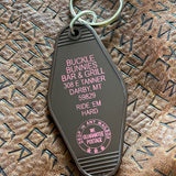 Motel Key Fobs, Buckle Bunnie's Bar & Grill