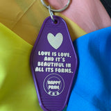 Motel Key Fobs, Pride - Love is love, and it's beautiful in all its forms.