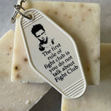 Motel Key Fobs, Tyler Durden, Fight Club, The first rule of fight club is you do not talk about Fight Club.